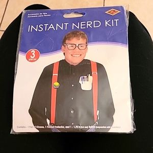 New instant nerd kit; 3 pieces: glasses, pin & pocket protector.